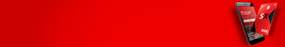 imagem de fundo vermelho com um celular e um cartão de crédito SX a direita.