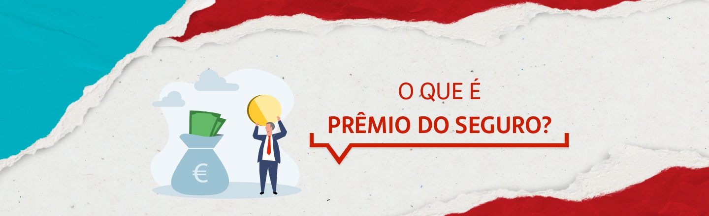 Na imagem, há a ilustração de uma mão segurando um celular, usando o aplicativo do Santander. No topo, a frase: O que é o prêmio do seguro? 