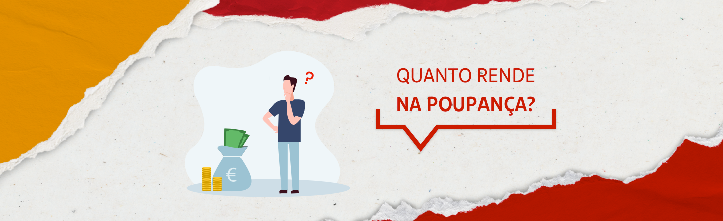 Na lateral inferior esquerda, há a ilustração de um homem pensante, com uma interrogação acima da sua cabeça. Ao lado dele, uma sacola cheia de notas de dinheiro.